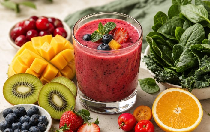 Variedade de vitaminas e antioxidantes